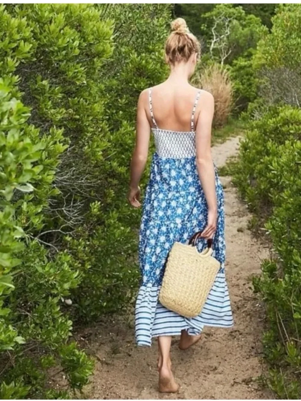 JCrew Button Front Maxi Dress in Mixed Block Print - Picture 3 of 10
